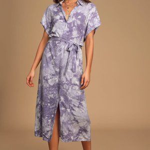 Lulus Carefree Lifestyle Purple Tie-Dye Shirt Dress